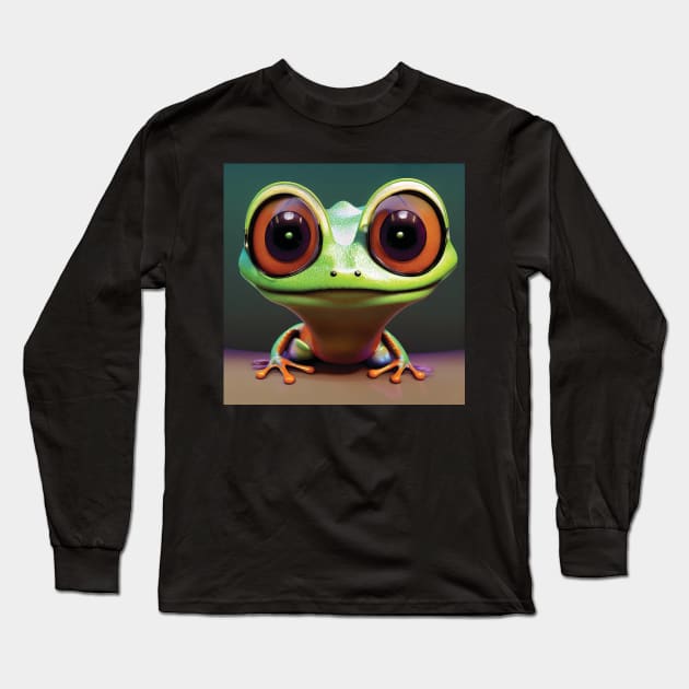 Cute Tree Frog Long Sleeve T-Shirt by Geminiartstudio